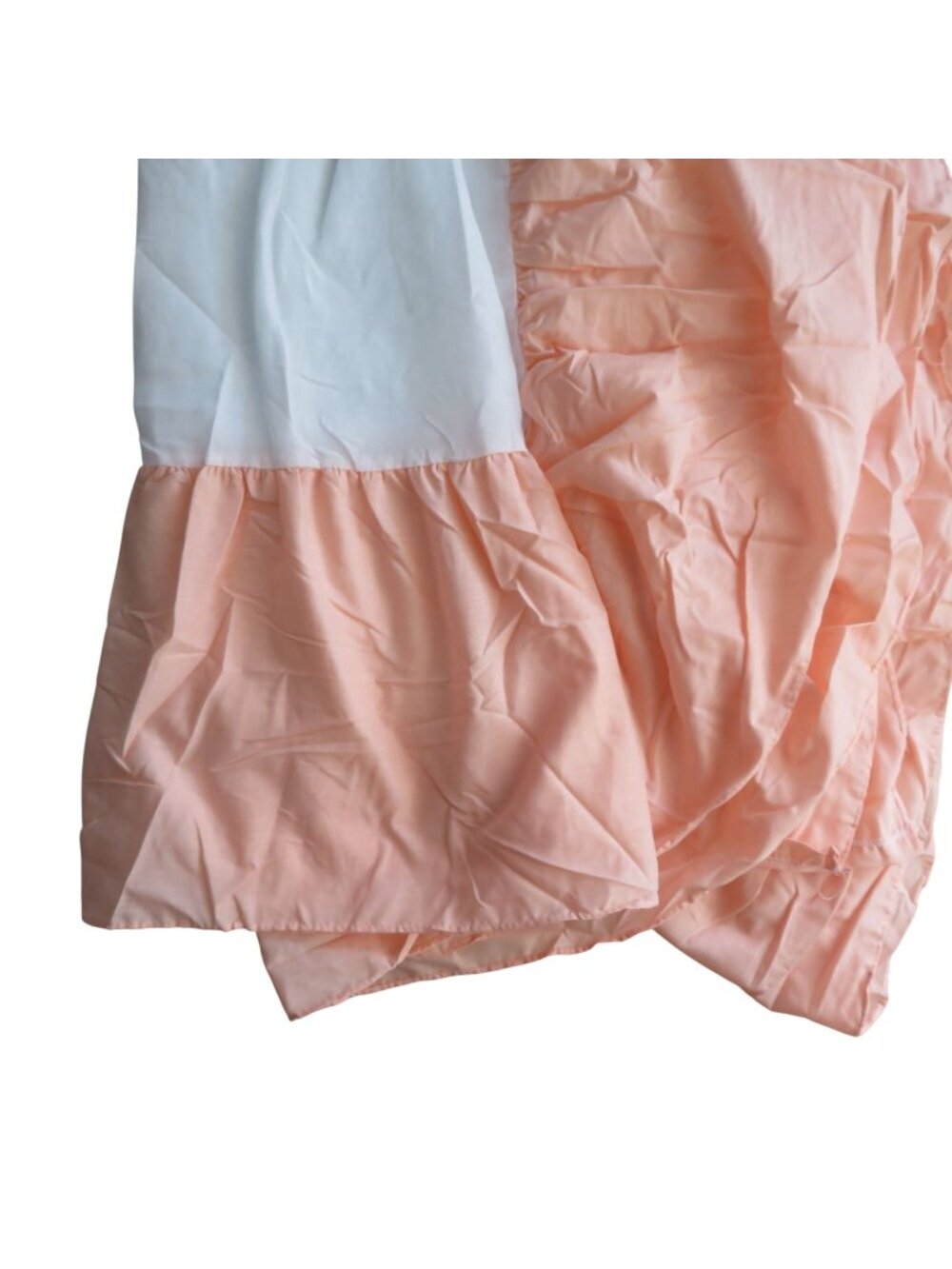 New Vintage Queen Size Peach Bed Skirt Ruffle 12" Drop Made In USA